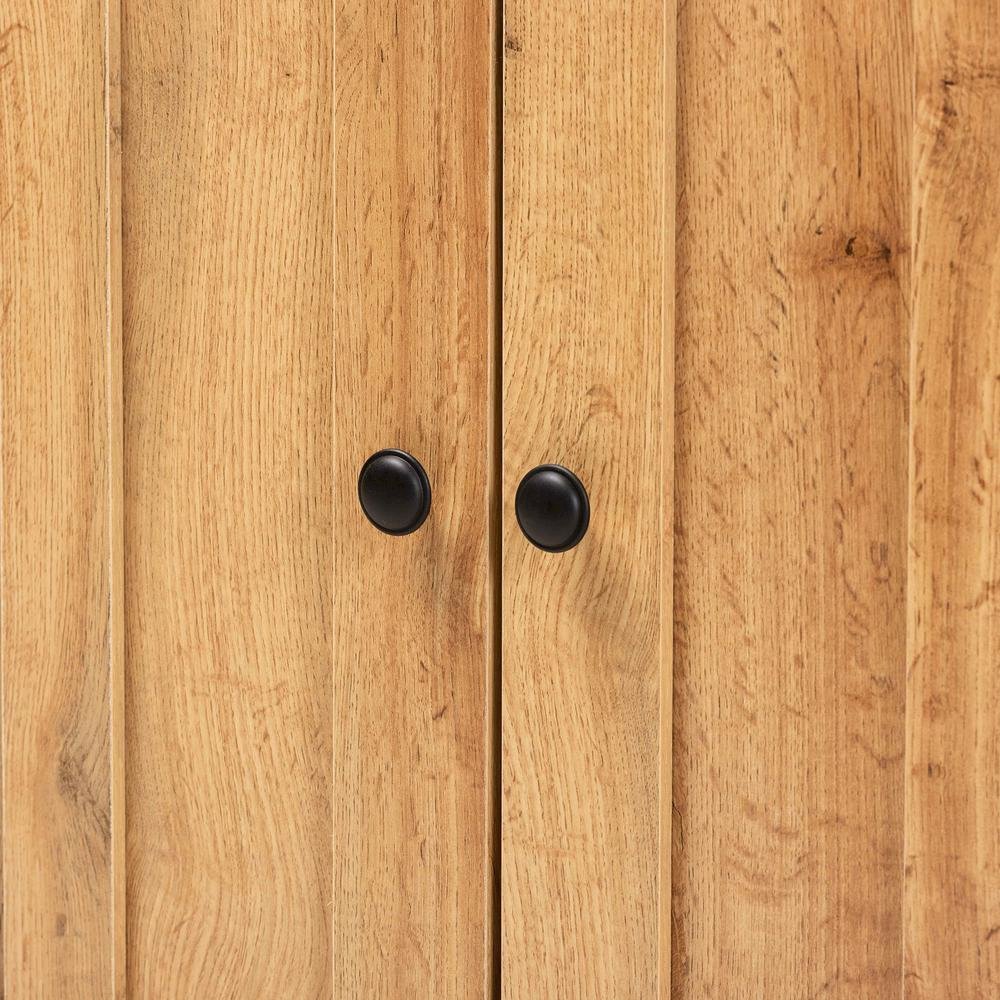 Oak Brown Finished Wood 2-Door Buffet Kitchen Cabinet