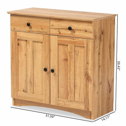 Oak Brown Finished Wood 2-Door Buffet Kitchen Cabinet