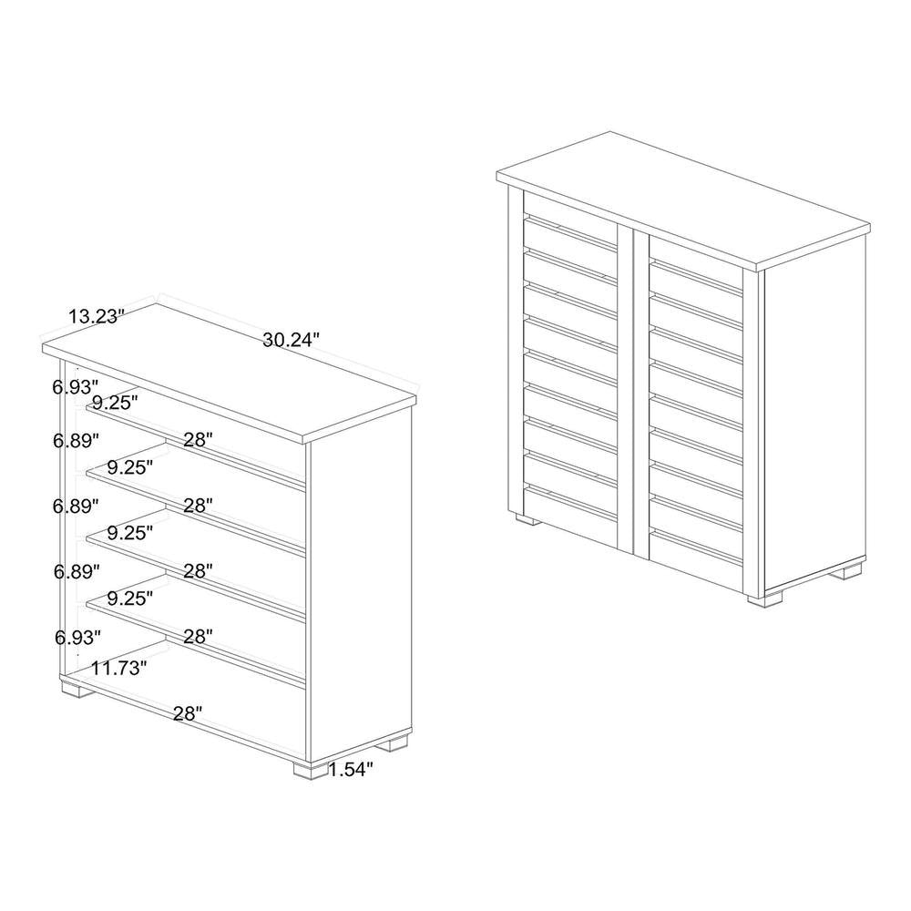 Oak Brown Finished Wood 2-Door Shoe Storage Cabinet