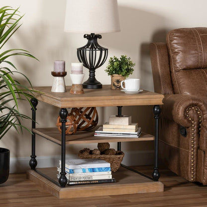 Black Metal 3-Tier End Table