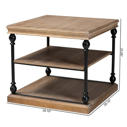 Black Metal 3-Tier End Table