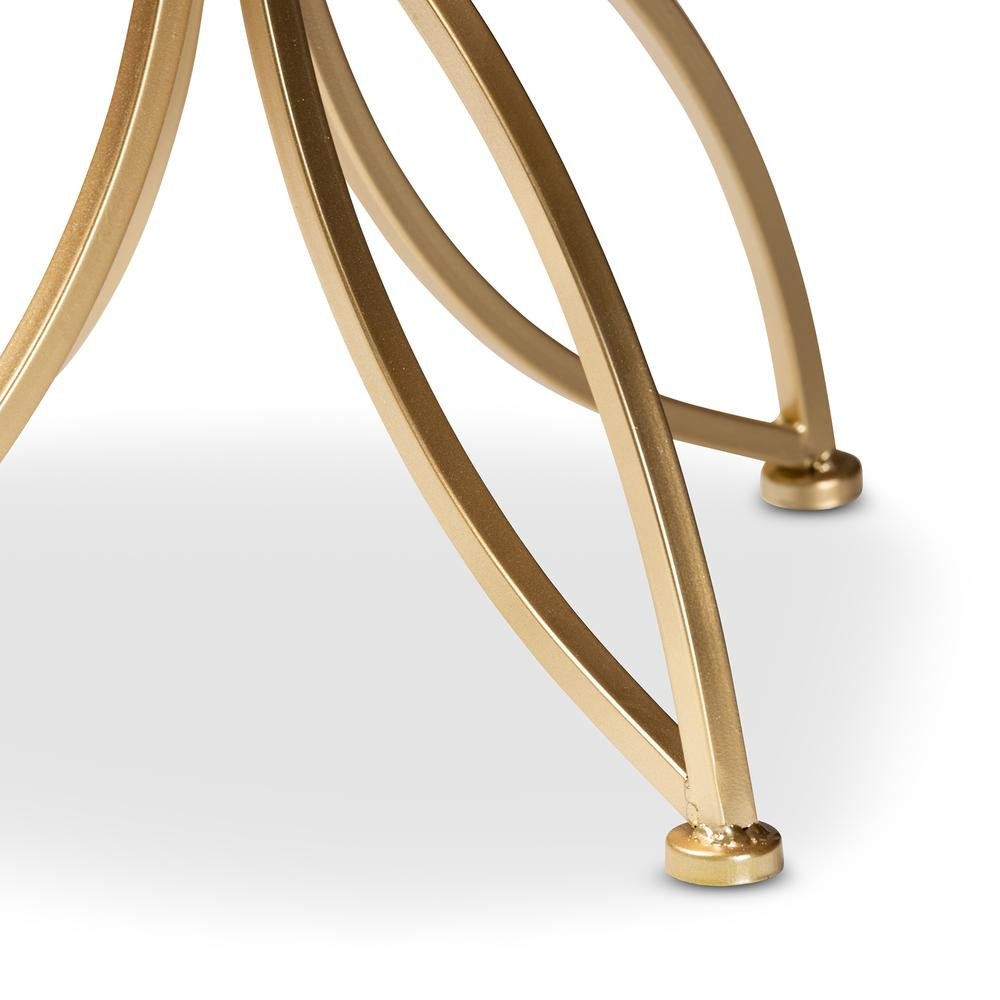 Gold Finished Metal End Table with Marble Tabletop