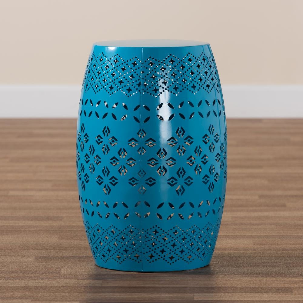 Lavinia Modern and Contemporary Blue Finished Metal Outdoor Side Table