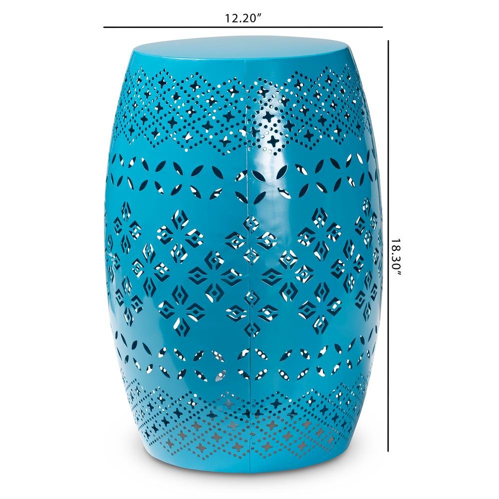 Lavinia Modern and Contemporary Blue Finished Metal Outdoor Side Table