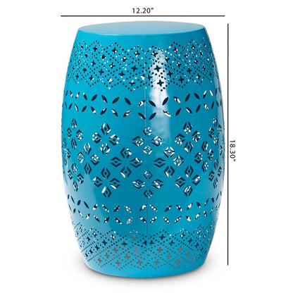 Lavinia Modern and Contemporary Blue Finished Metal Outdoor Side Table