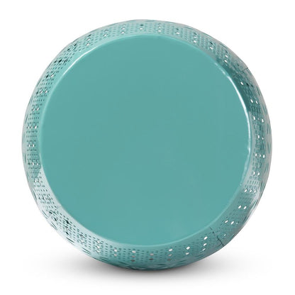 Lavinia Modern and Contemporary Teal Finished Metal Outdoor Side Table