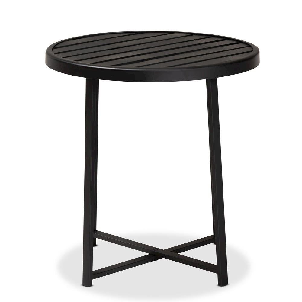 Baxton Studio Sadiya Modern Industrial Black Finished Metal Outdoor Side Table