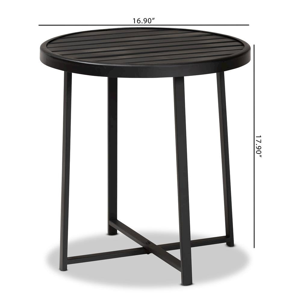 Baxton Studio Sadiya Modern Industrial Black Finished Metal Outdoor Side Table
