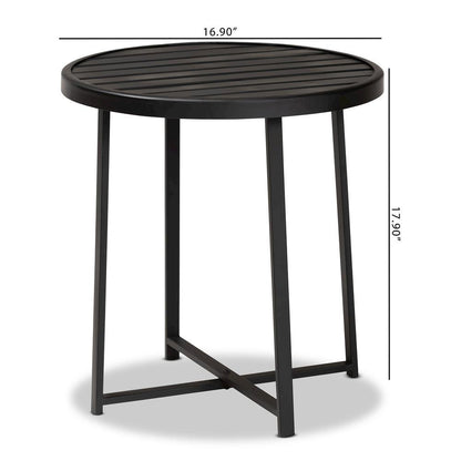 Baxton Studio Sadiya Modern Industrial Black Finished Metal Outdoor Side Table