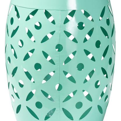 Hallie Modern and Contemporary Aqua Finished Metal Outdoor Side Table
