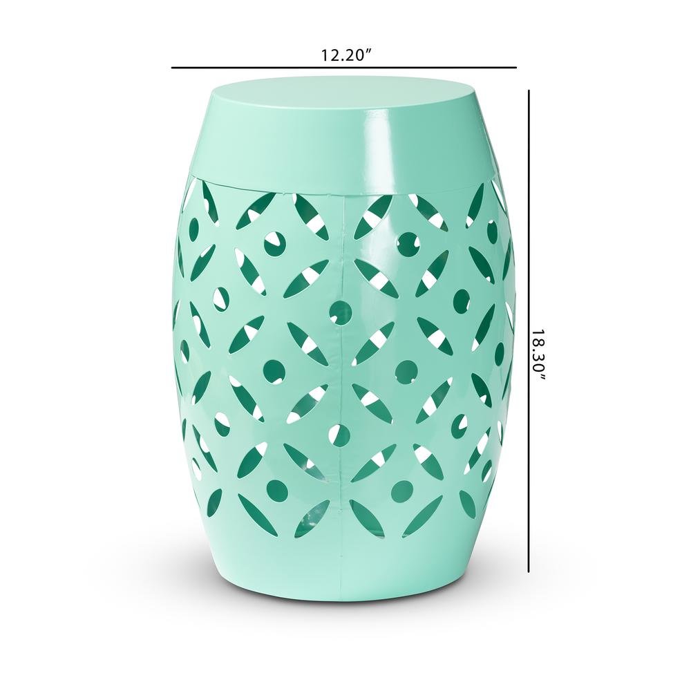 Hallie Modern and Contemporary Aqua Finished Metal Outdoor Side Table