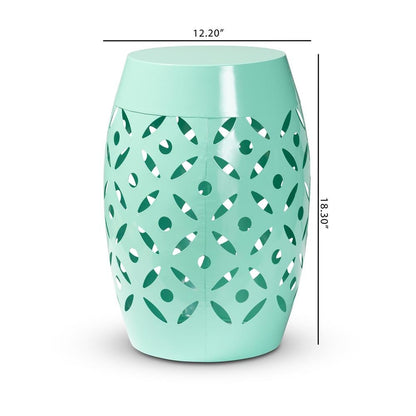 Hallie Modern and Contemporary Aqua Finished Metal Outdoor Side Table