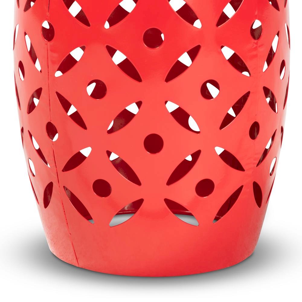 Hallie Modern and Contemporary Red Finished Metal Outdoor Side Table