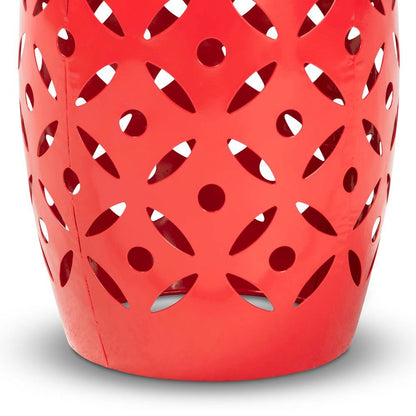 Hallie Modern and Contemporary Red Finished Metal Outdoor Side Table