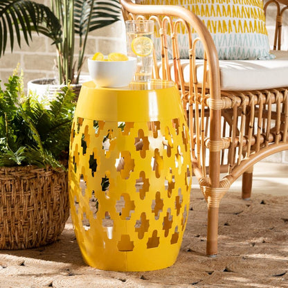 Branson Modern and Contemporary Yellow Finished Metal Outdoor Side Table