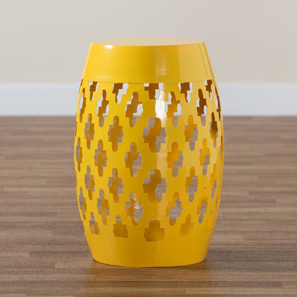 Branson Modern and Contemporary Yellow Finished Metal Outdoor Side Table