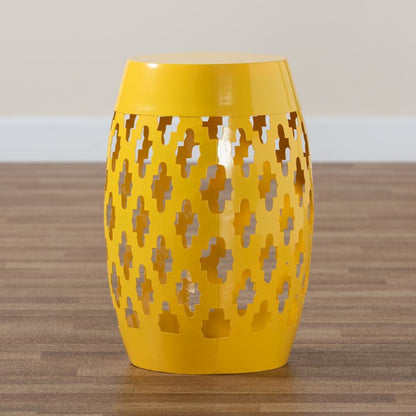 Branson Modern and Contemporary Yellow Finished Metal Outdoor Side Table