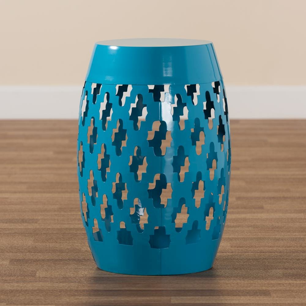 Branson Modern and Contemporary Blue Finished Metal Outdoor Side Table