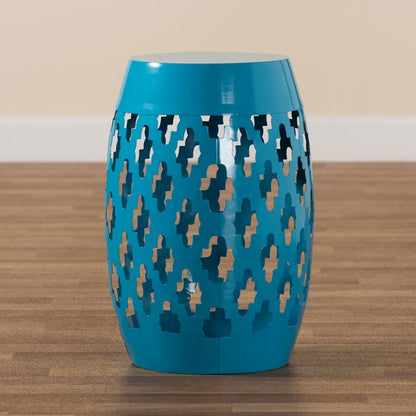 Branson Modern and Contemporary Blue Finished Metal Outdoor Side Table