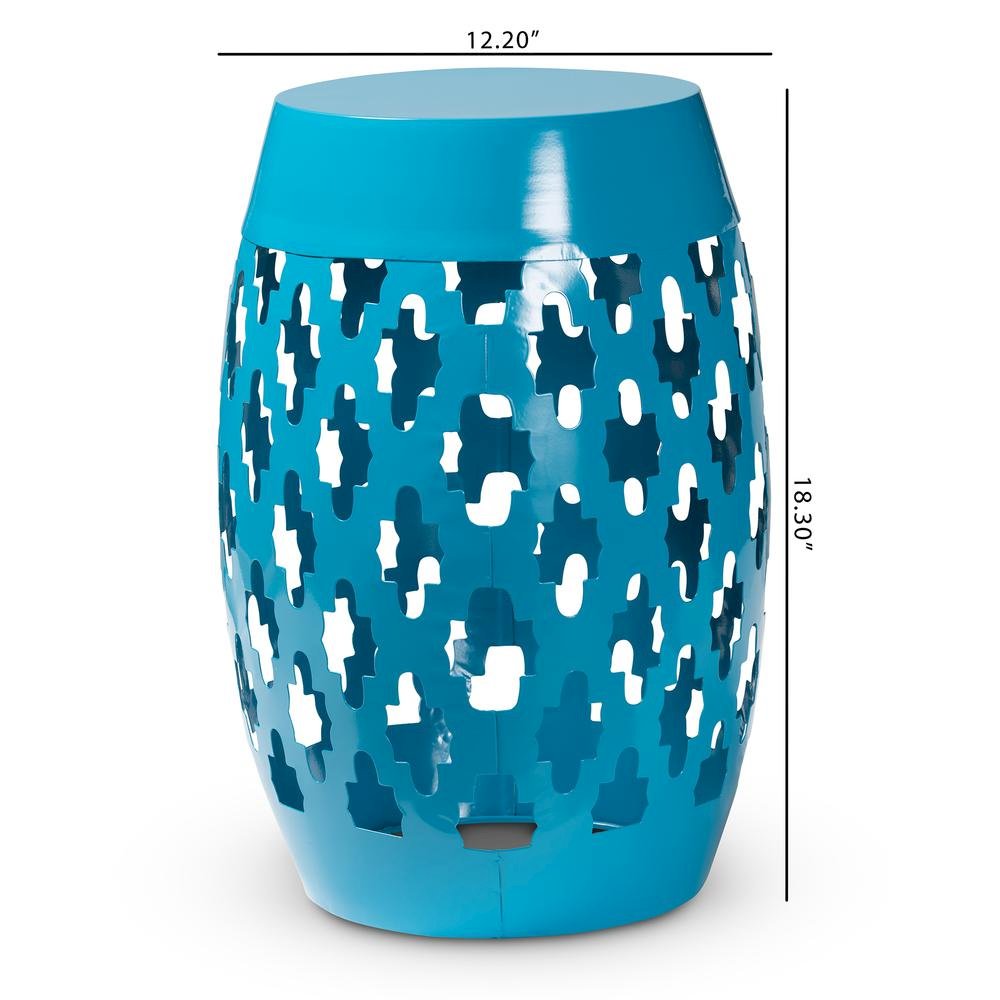 Branson Modern and Contemporary Blue Finished Metal Outdoor Side Table
