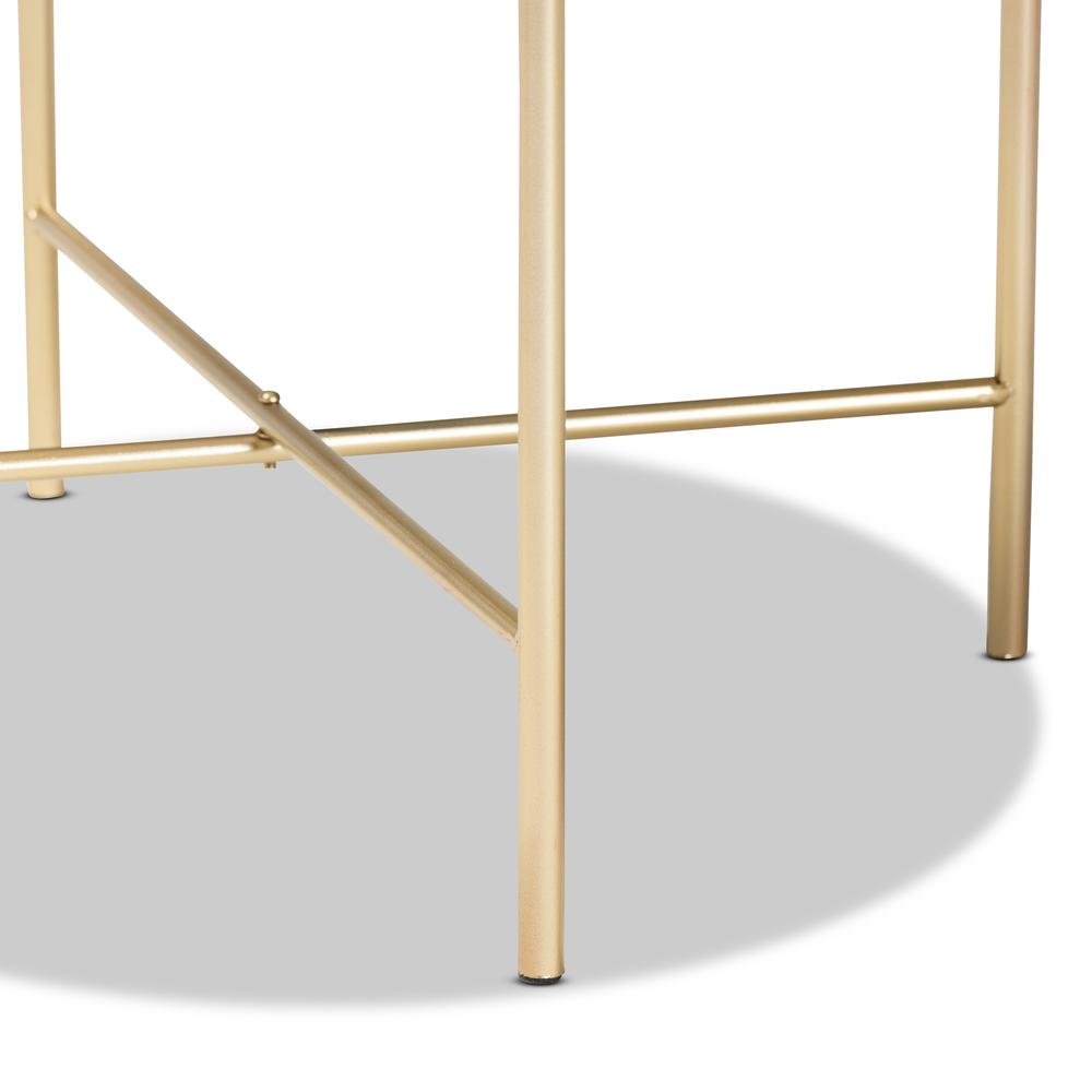Gold Finished Metal End Table with Marble Tabletop