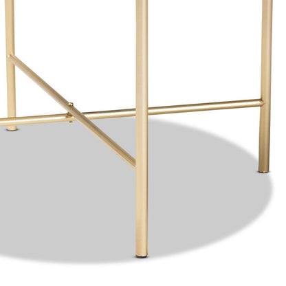 Gold Finished Metal End Table with Marble Tabletop