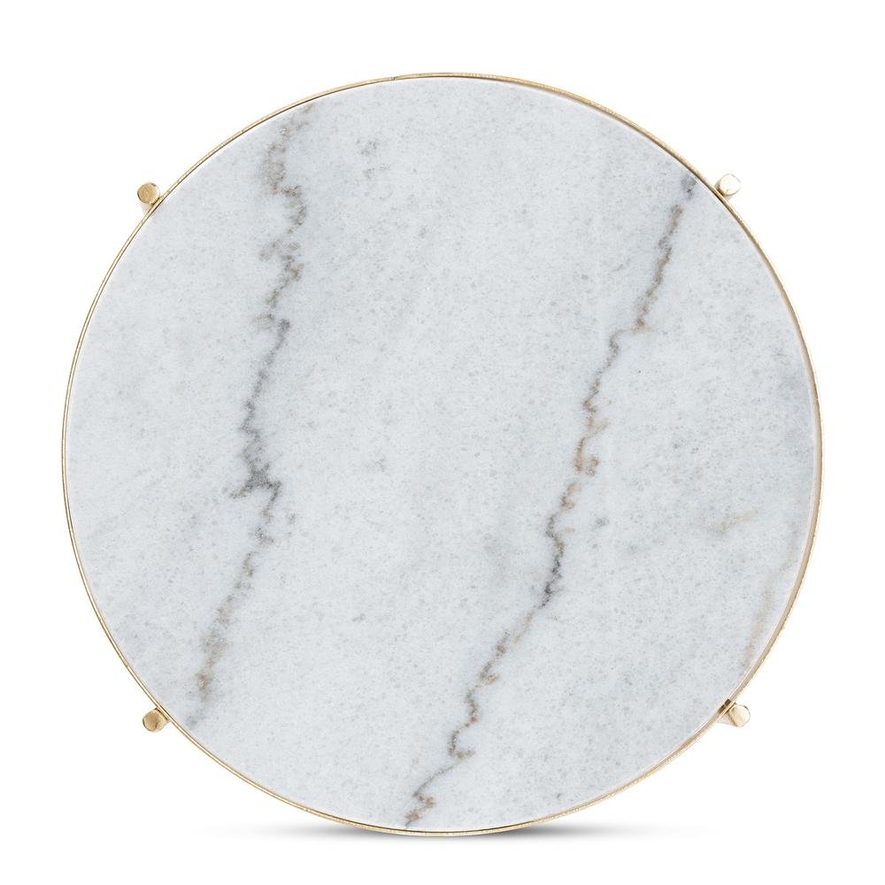 Gold Finished Metal End Table with Marble Tabletop