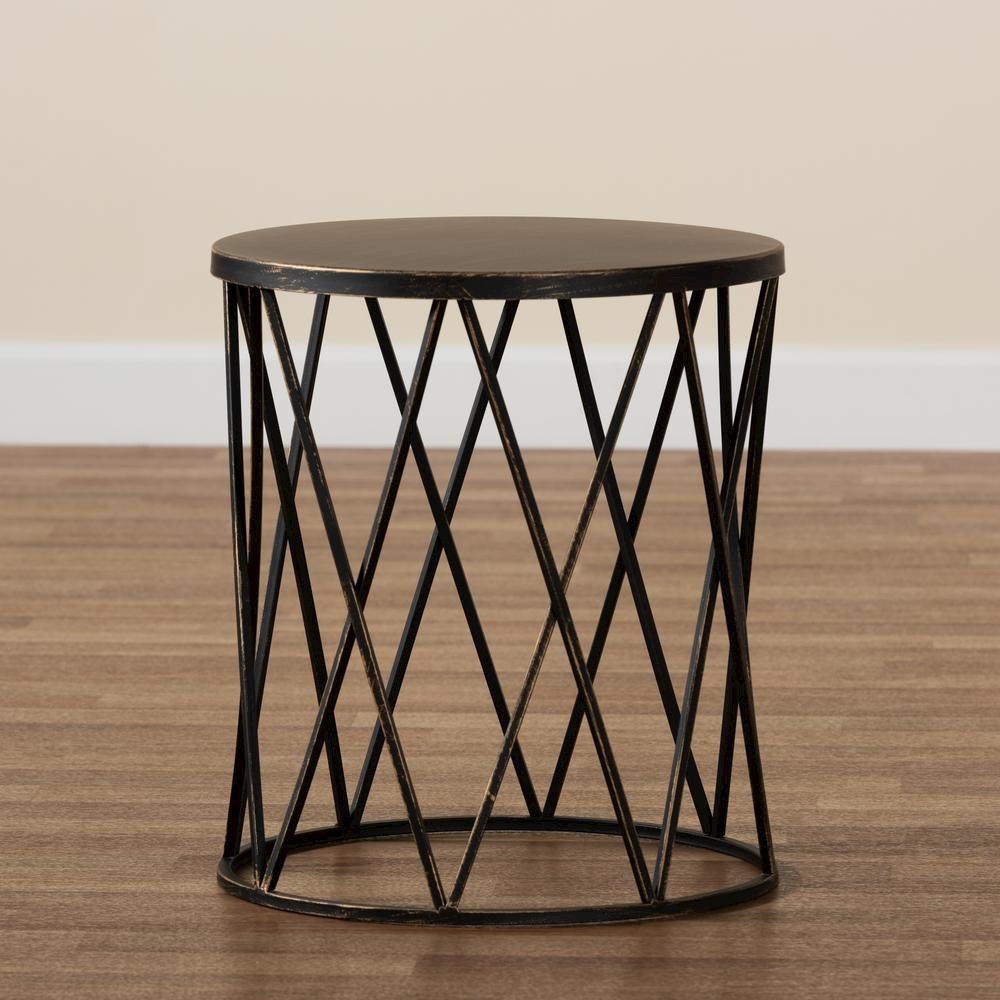 Baxton Studio Finnick Modern Industrial Antique Black finished Metal End Table