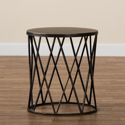 Baxton Studio Finnick Modern Industrial Antique Black finished Metal End Table
