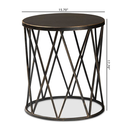 Baxton Studio Finnick Modern Industrial Antique Black finished Metal End Table