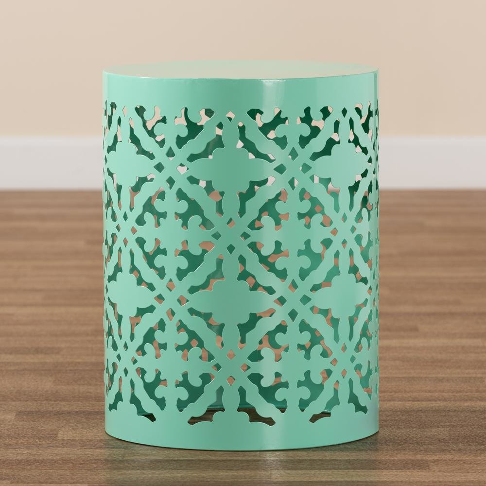 Jamila Modern and Contemporary Aqua Finished metal Outdoor Side Table