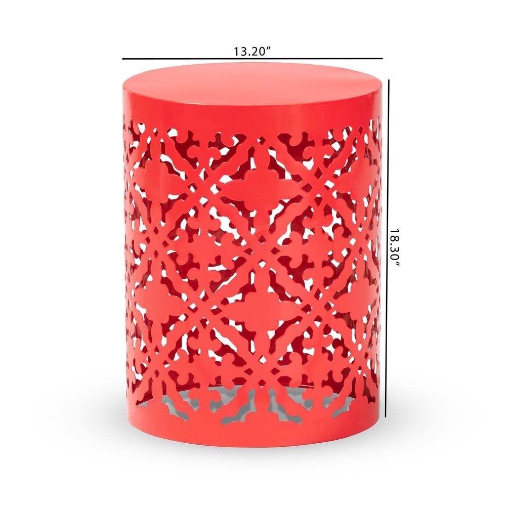 Jamila Modern and Contemporary Red Finished metal Outdoor Side Table
