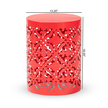 Jamila Modern and Contemporary Red Finished metal Outdoor Side Table