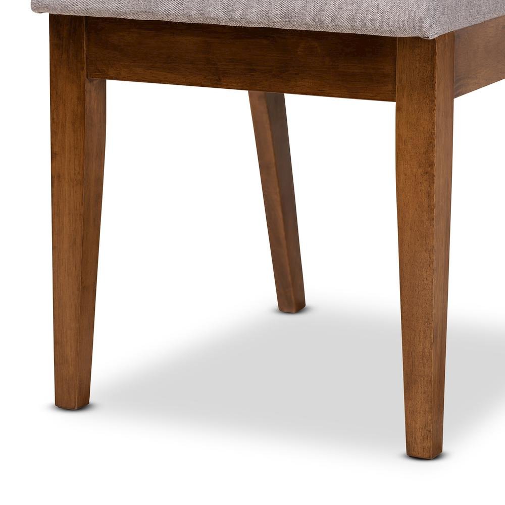 Grey Fabric Upholstered and Walnut Brown Finished Wood 5-Piece Dining Set