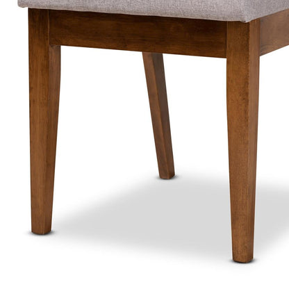 Grey Fabric Upholstered and Walnut Brown Finished Wood 5-Piece Dining Set
