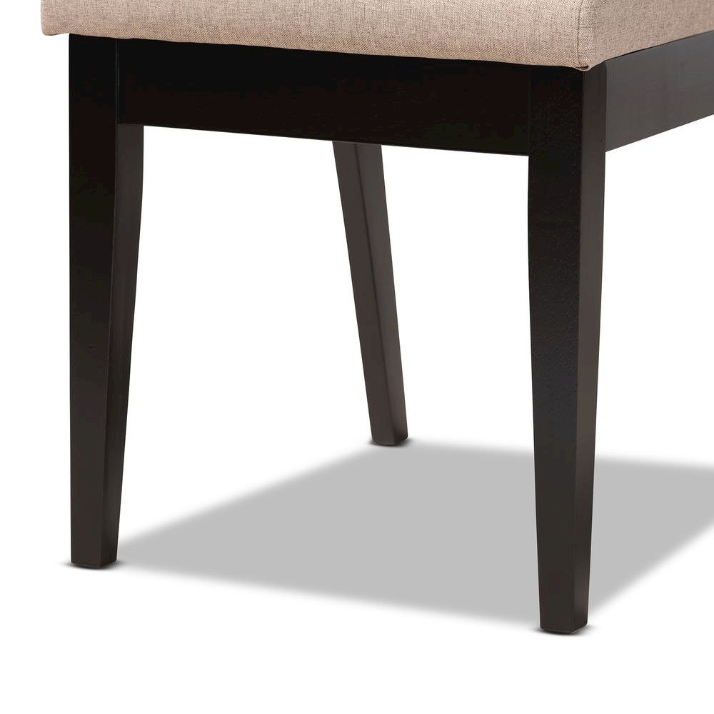 Sand Fabric Upholstered and Dark Brown Finished Wood 7-Piece Dining Set