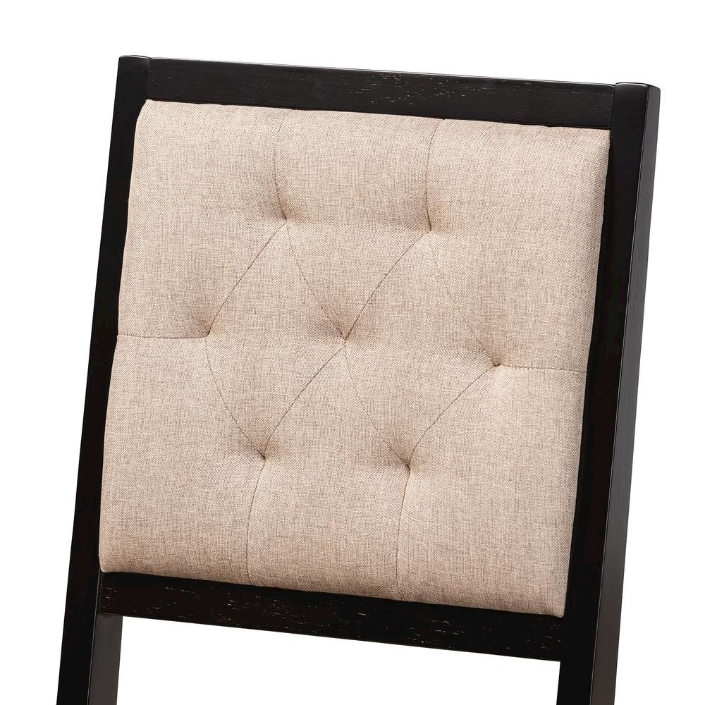 Sand Fabric Upholstered and Dark Brown Finished Wood 5-Piece Dining Set