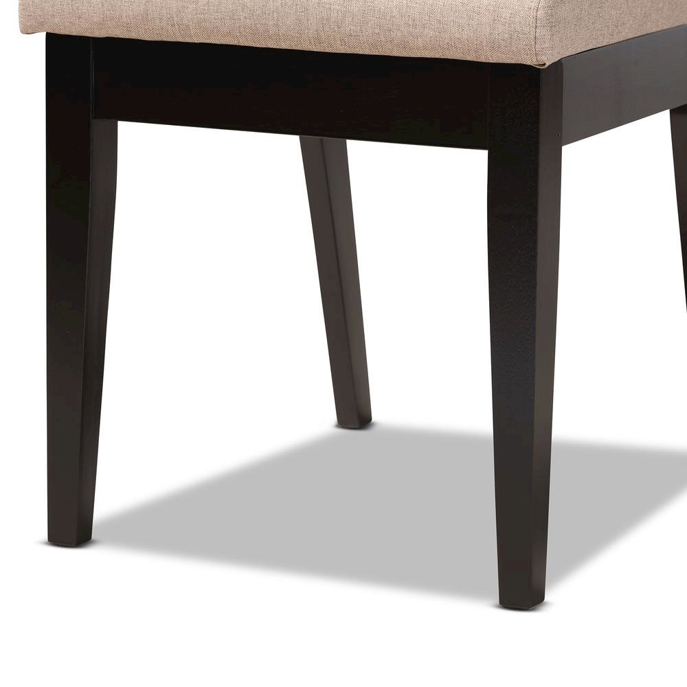 Sand Fabric Upholstered and Dark Brown Finished Wood 5-Piece Dining Set