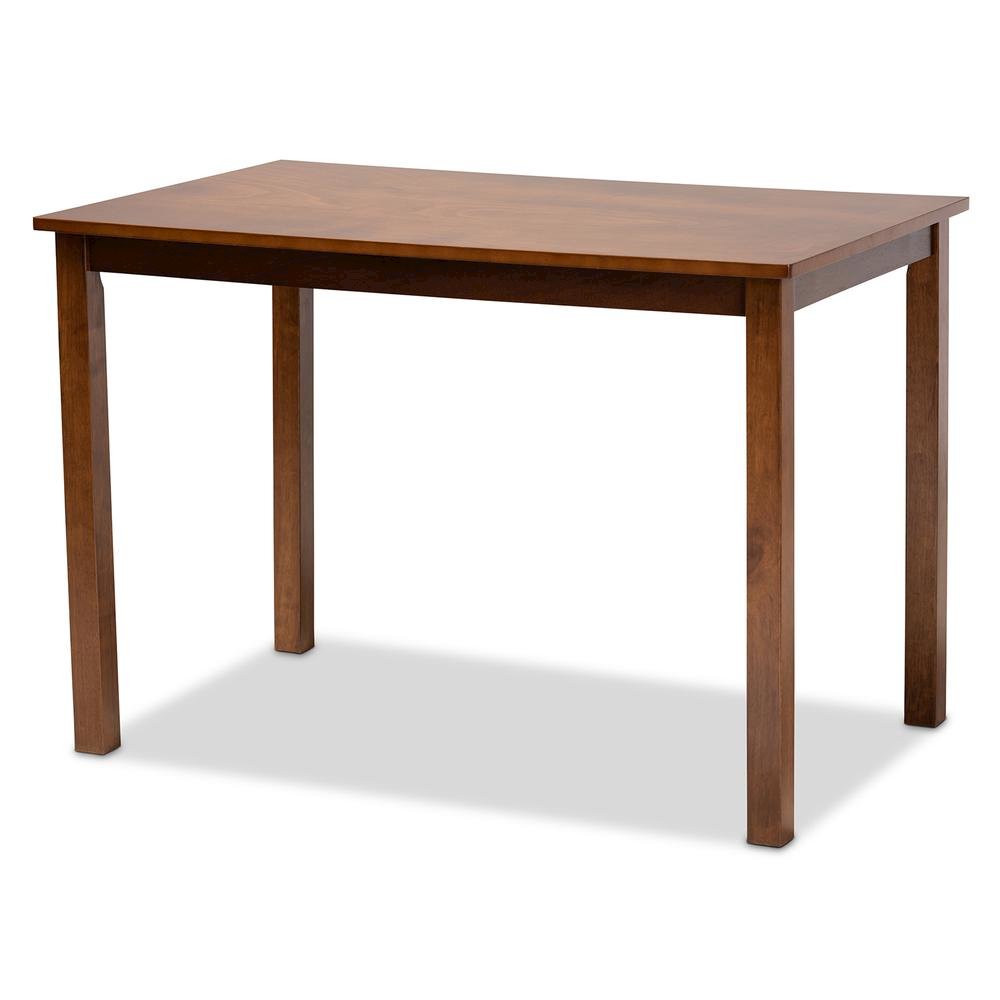 Grey Fabric Upholstered and Walnut Brown Finished Wood 5-Piece Dining Set