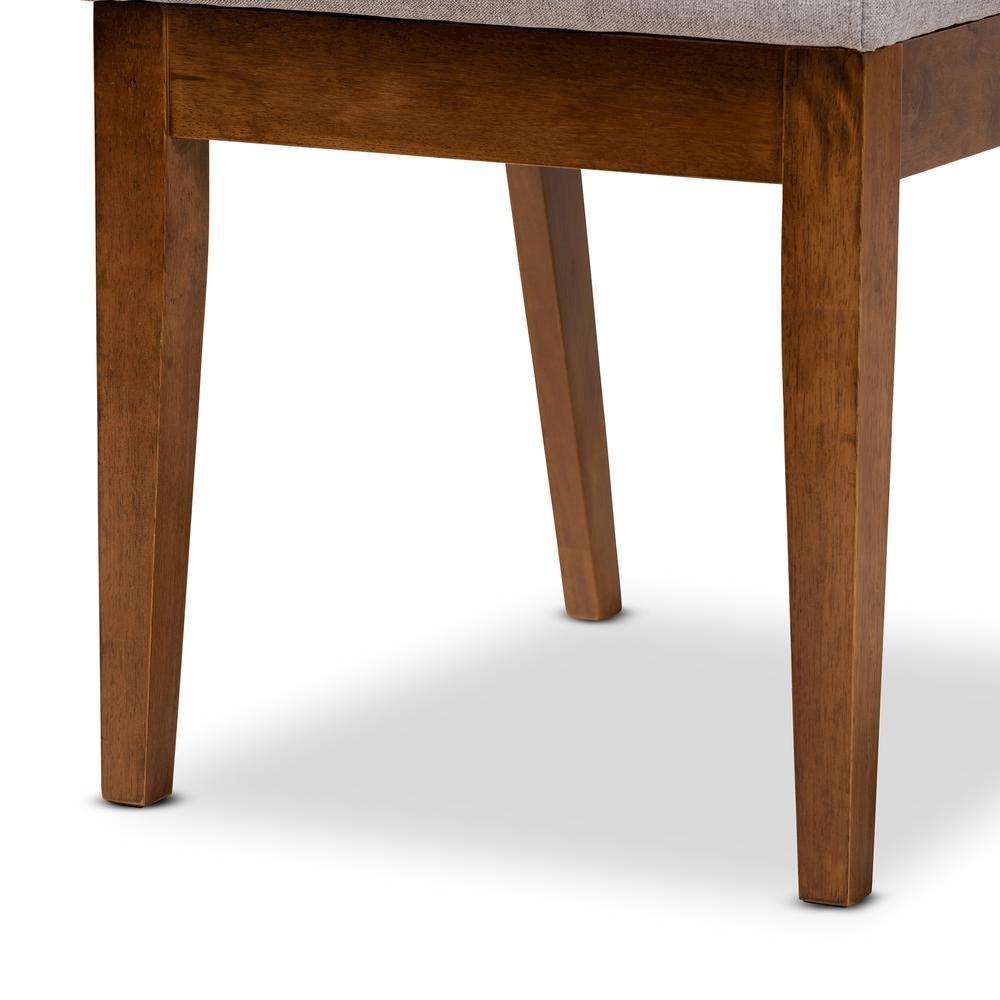 Grey Fabric Upholstered and Walnut Brown Finished Wood 5-Piece Dining Set