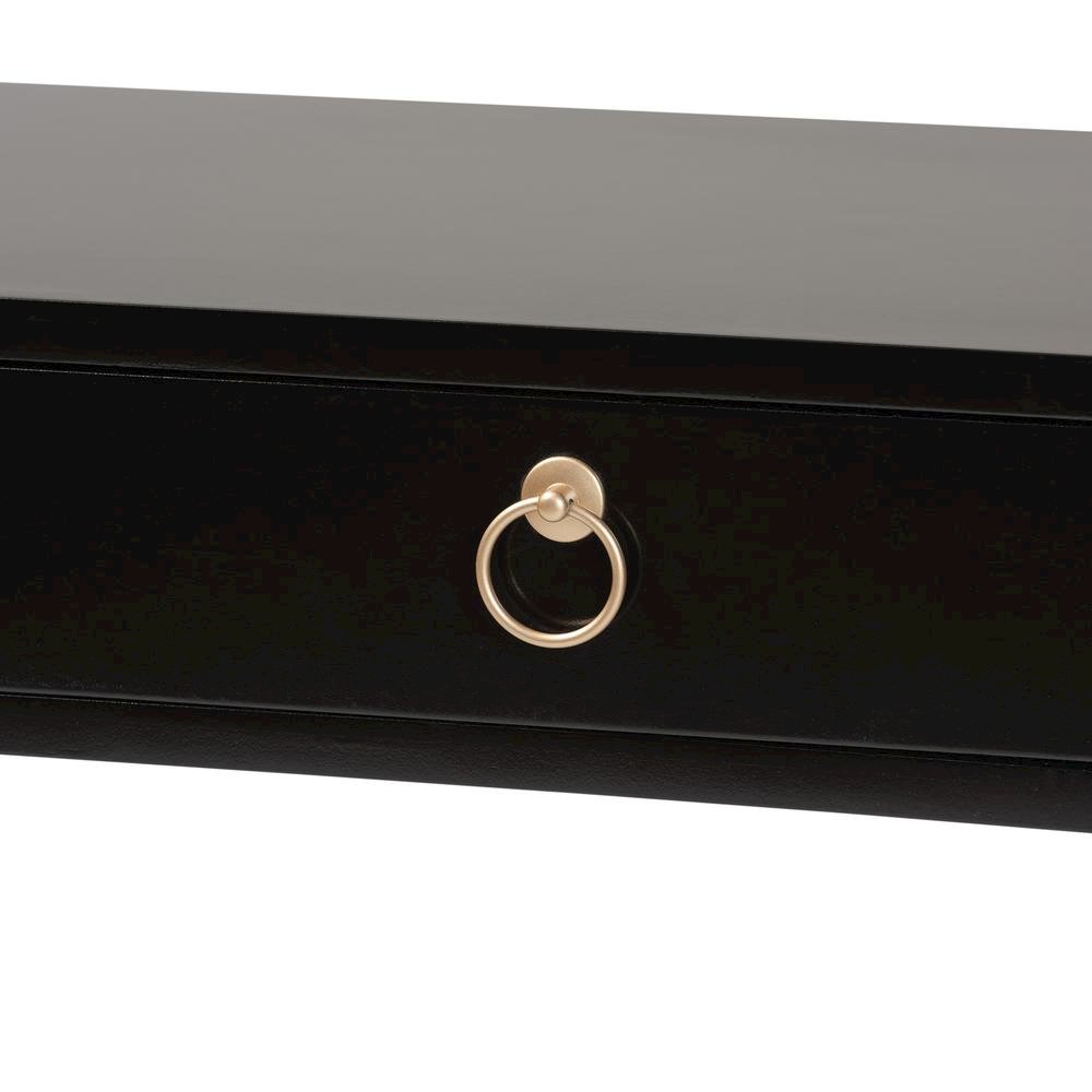 Black Finished Wood and Gold Metal 2-Drawer Console Table