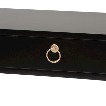 Black Finished Wood and Gold Metal 2-Drawer Console Table