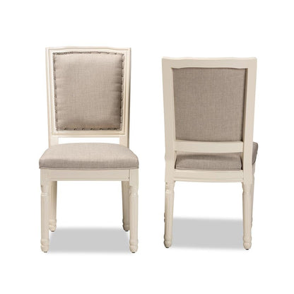 White Finished Wood 2-Piece Dining Chair Set