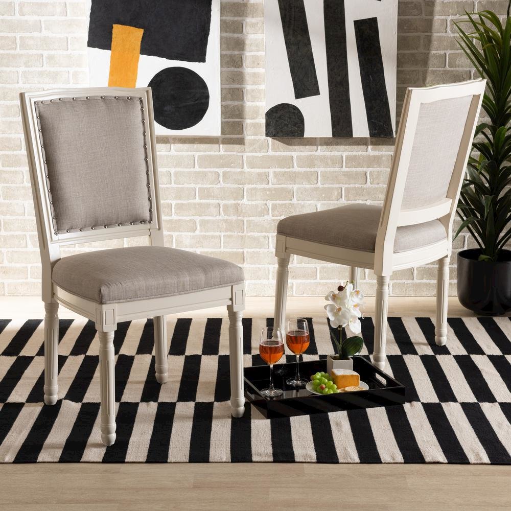 White Finished Wood 2-Piece Dining Chair Set