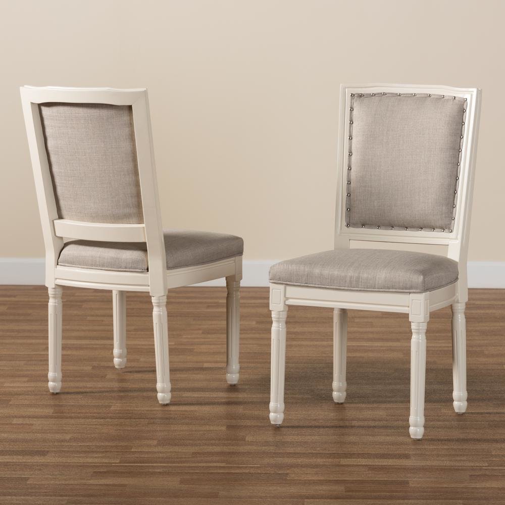 White Finished Wood 2-Piece Dining Chair Set