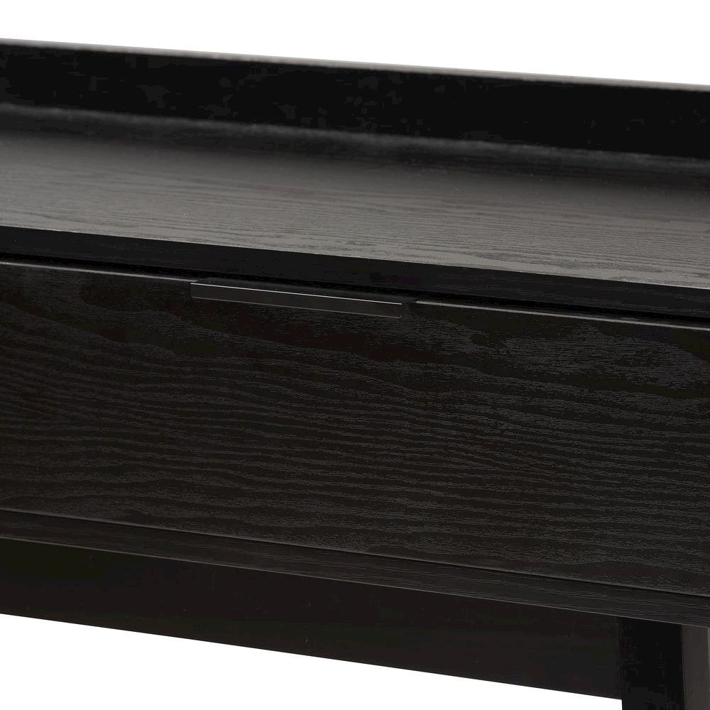 Two-Tone Espresso Brown and Natural Brown Finished Wood 2-Drawer Console Table