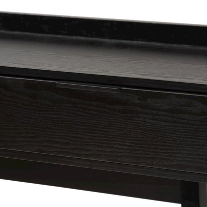 Two-Tone Espresso Brown and Natural Brown Finished Wood 2-Drawer Console Table