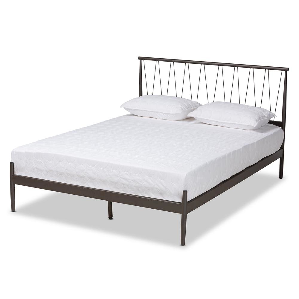 Samir Modern Industrial Black Bronze Finished Metal Full Size Platform Bed