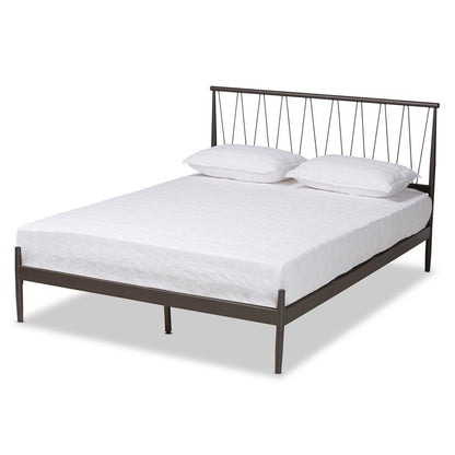 Samir Modern Industrial Black Bronze Finished Metal Full Size Platform Bed