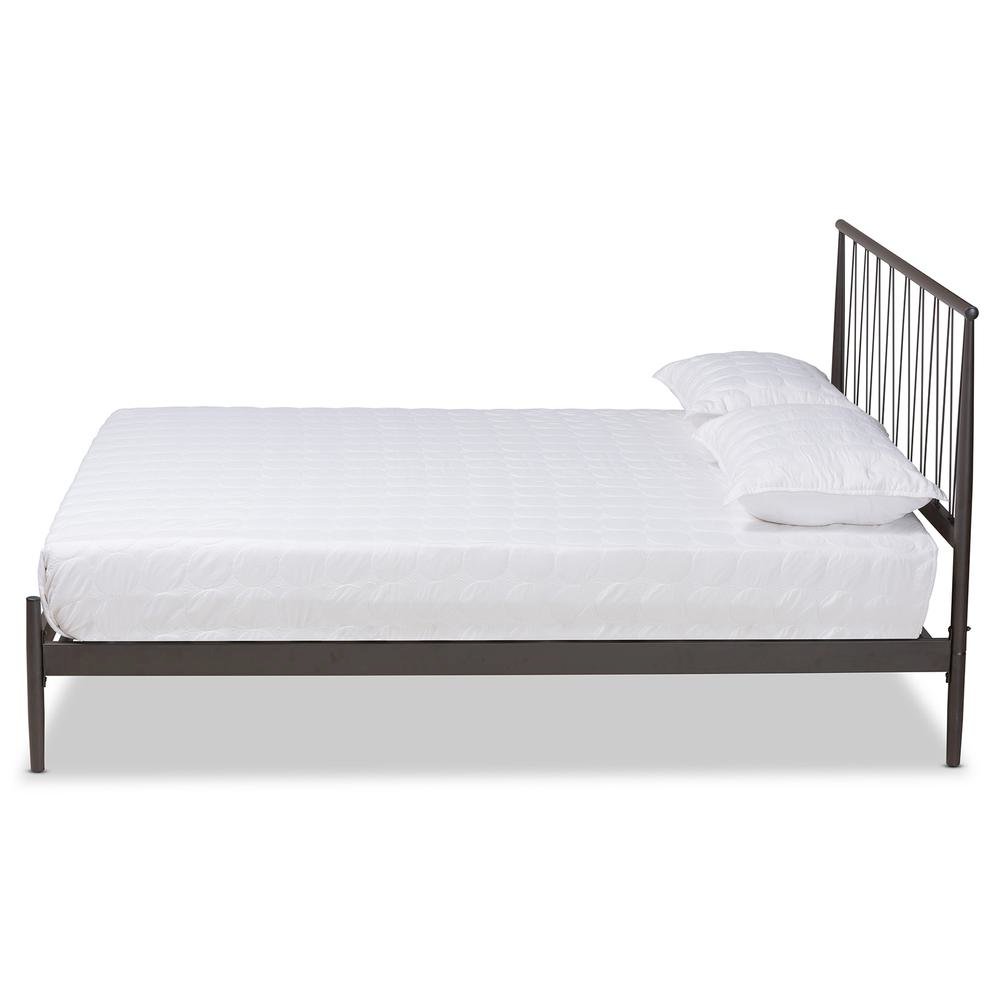 Samir Modern Industrial Black Bronze Finished Metal Full Size Platform Bed